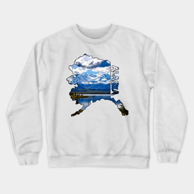 State of Alaska Outline with Mountains Crewneck Sweatshirt by gorff